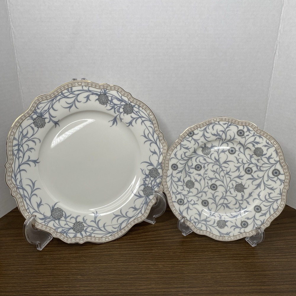 Morris & Co. SWEET BRIAR Premium Porcelain Gold Rim Dinner And Salad Plate Combo